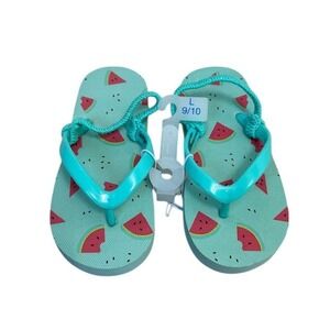 Cat & Jack Watermelon Flip Flops‎ Elastic Heel Strap Sandals Kids Size L 9/10